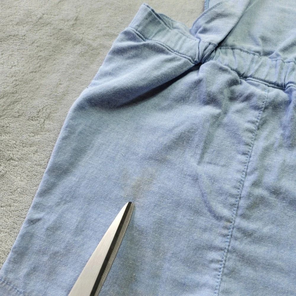 Guess‎ Baby Boy 12M Blue Bear Embroidered Shortall Overalls Chambray Adjustable